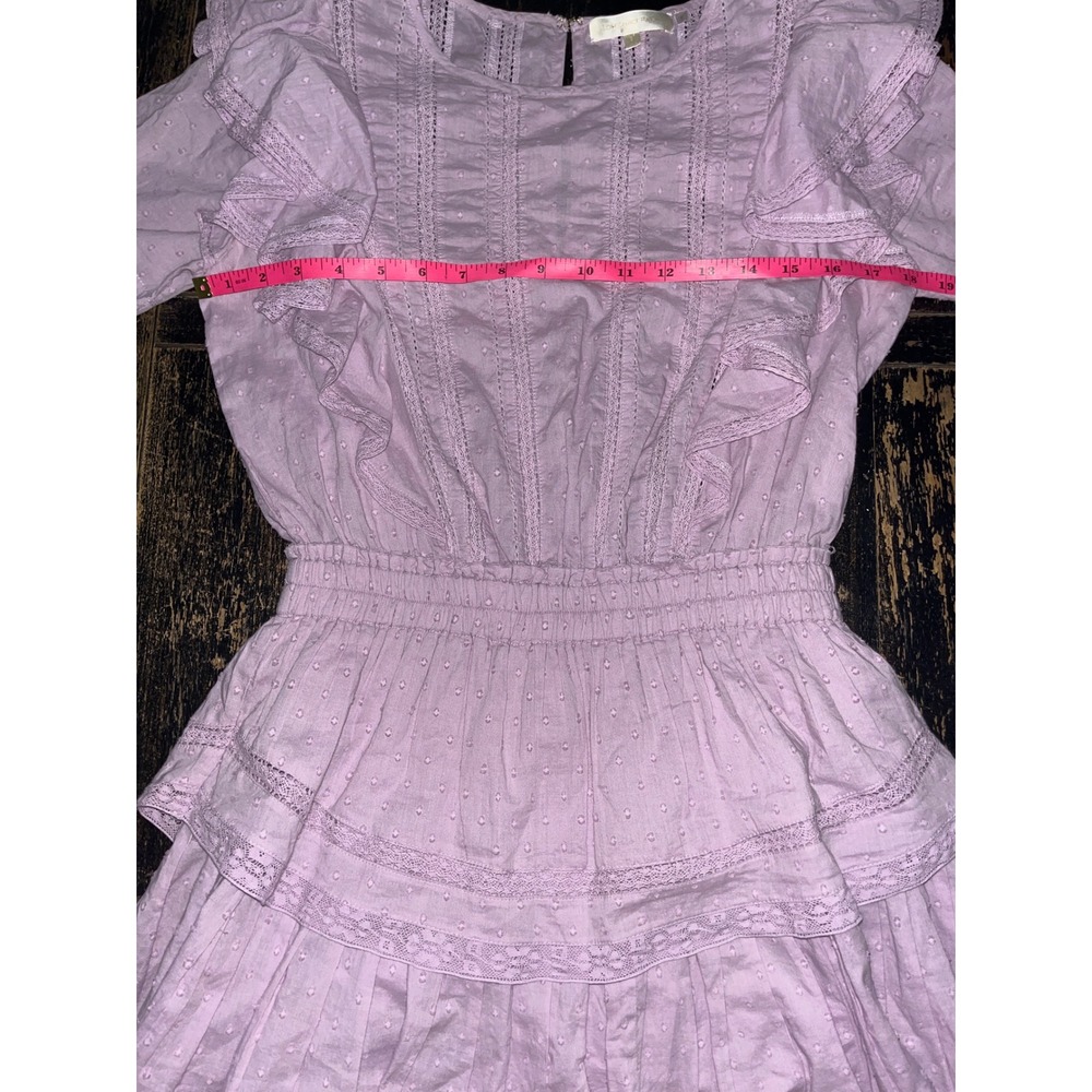 LoveShackFancy Lavender Cotton Dobby Lace Ruffle Mini Dress Size S - Picture 4 of 7